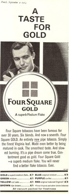 1964 Werbung für ''FOUR SQUARE GOLD'' Medium Flake Pfeife Tabak Original Print Ad