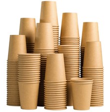 Lamosi 200 Pack 10 oz Kraft Paper Cups, Brown Disposable Paper Coffee Cups, Unbl