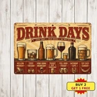 Funny Vintage Drinking Days Poster Retro Beer Illustration Metal Wall Sign