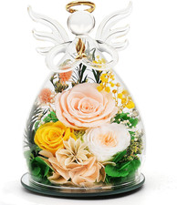 Preserved Rose in Glass Angel Figurine for Mom - Fresh Flower Gift Delivery