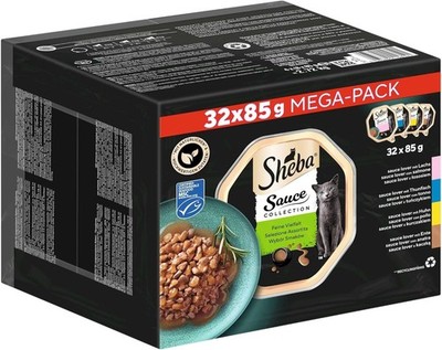SHEBA Schale Nassfutter Multipack Mega-Pack Sauce Collection Feine 32 x 85g
