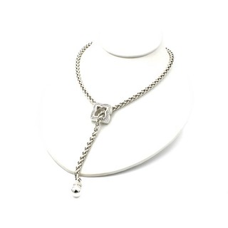 David Yurman Sterling & Diamond Quatrefoil Lariat Wheat Chain Necklace #S4567 5