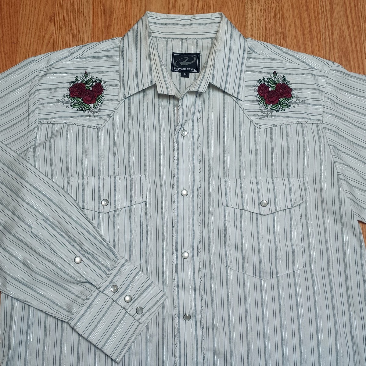 シャツ rose pattern vintage shirt Vintage Roper Western Rose Embroidered Pearl Snap Shirt Mens