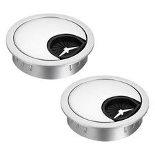 2 Pack Desk Grommet 2 Inch,Zinc Alloy Round Desk Hole Cover,49.5mm,Dark Silver