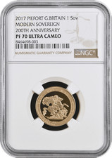 2017  Piedfort Proof Full Gold Sovereign  NGC PF70