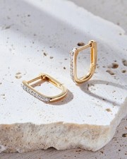 Round Cut Simulated Diamond Women's Huggie Hoop Earrings 14k Yellow Gold Plated