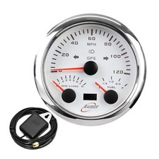 85mm 3-3/8" 3in1 Speedometer - 120 MPH 3-in-1 with Tachometer Fuel White
