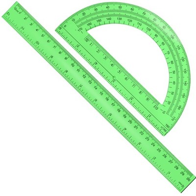 Tdfronien Green 12'' Ruler 6'' Protractor 2 Pack