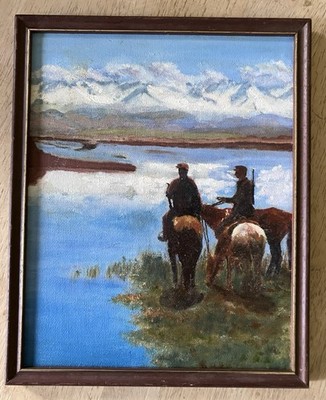 West China Mountain Horse Riders Original Ölgemälde von Stella Innes.