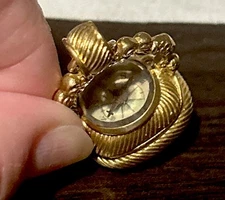 Victorian Georgian Ornate Pinchbeck Gold Gilt Grey Iolite Working Compass Fob