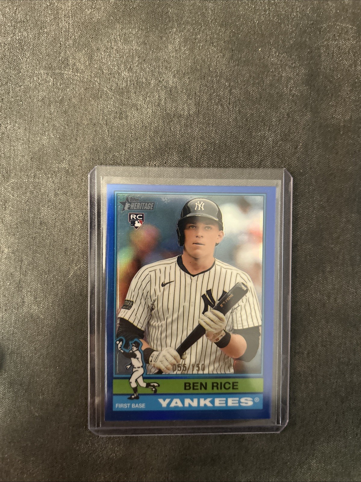 2025 Topps Heritage Ben Rice #406 Chrome Blue Refractor /150 Rookie RC Yankees