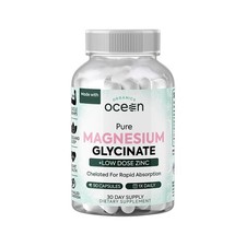 Organics Ocean Pure Magnesium Glycinate With Zinc - Strength Chelated- 90 CT