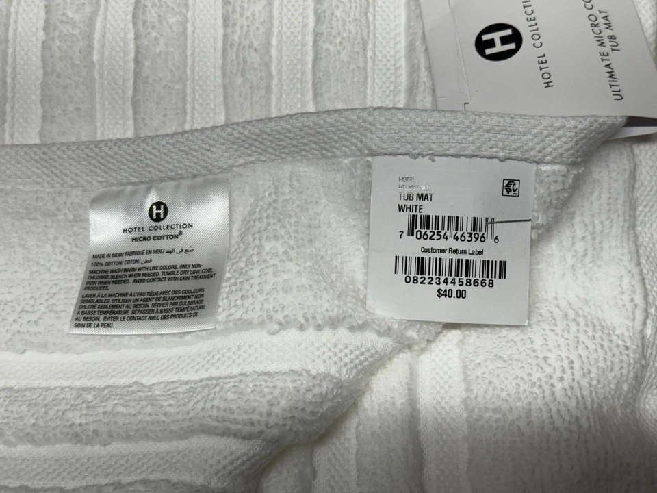 Alfombra para bañera Hotel Collection Ultimate 100 % microalgodón 26" x 34" blanca nueva Foto 4 de 4