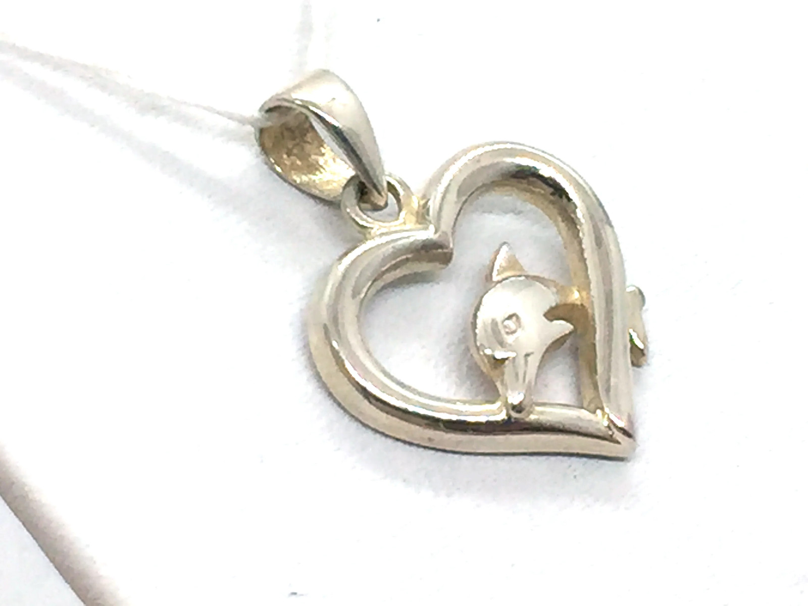 Solid Sterling Silver Dolphin Heart Charm Pendant - image 5