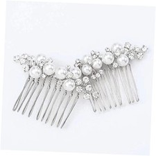 Gold Wedding Pearl Hair Comb Bride Crystal Headpiece Bridal B-Silver