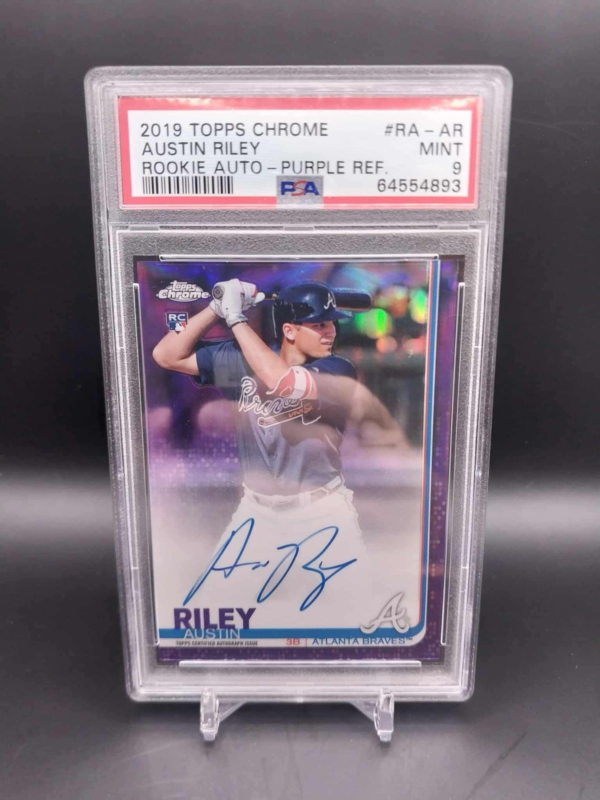 2019 Topps Chrome Austin Riley #RA-AP Purple Rookie RC Auto /250 PSA 9 Braves