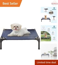 Raised Dog Bed Mesh Canvas Small Portable Indoor Outdoor Pet Cot with Case