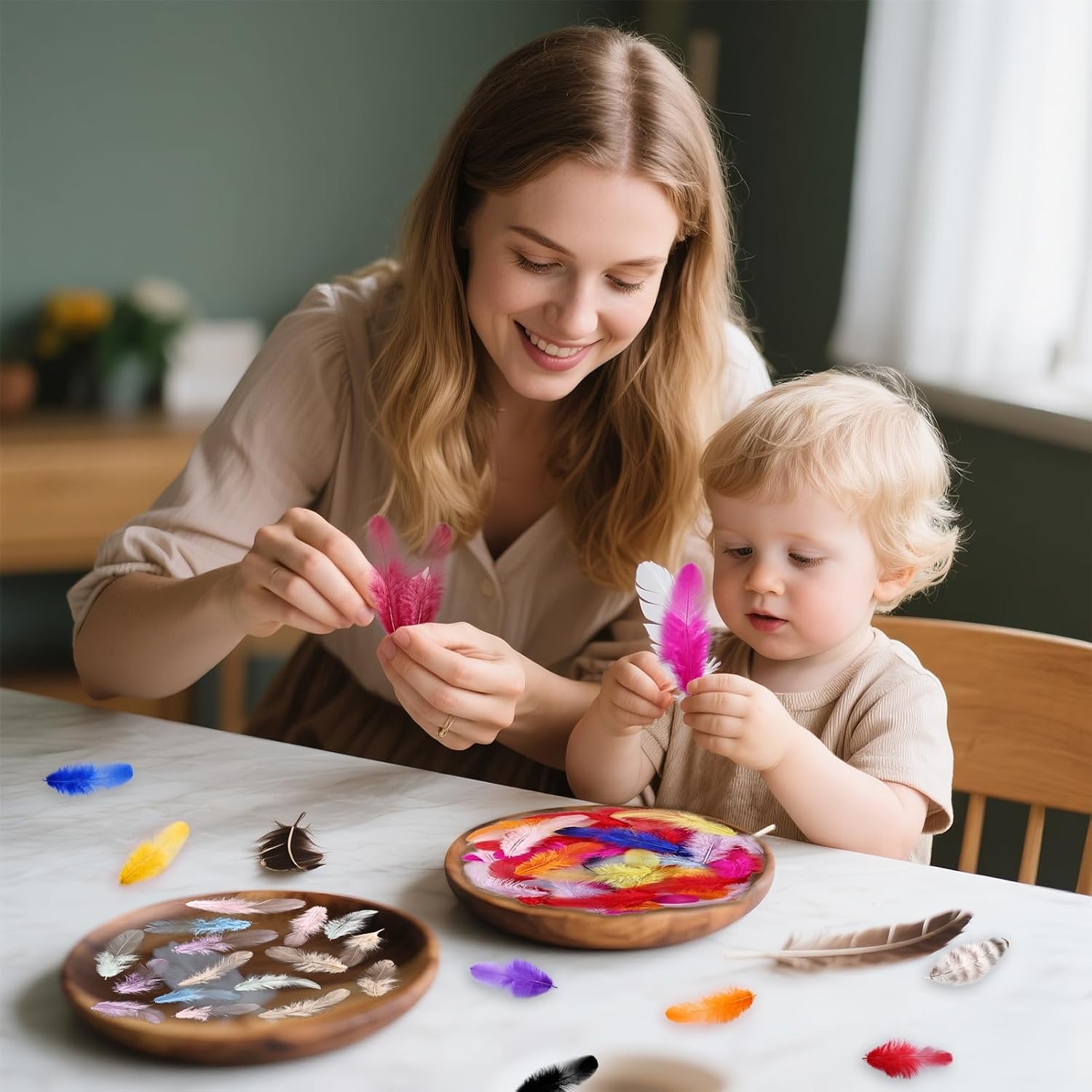 Colorful Craft Rooster Feathers 900pcs 3-5inch Colored Bulk Mixed Color 