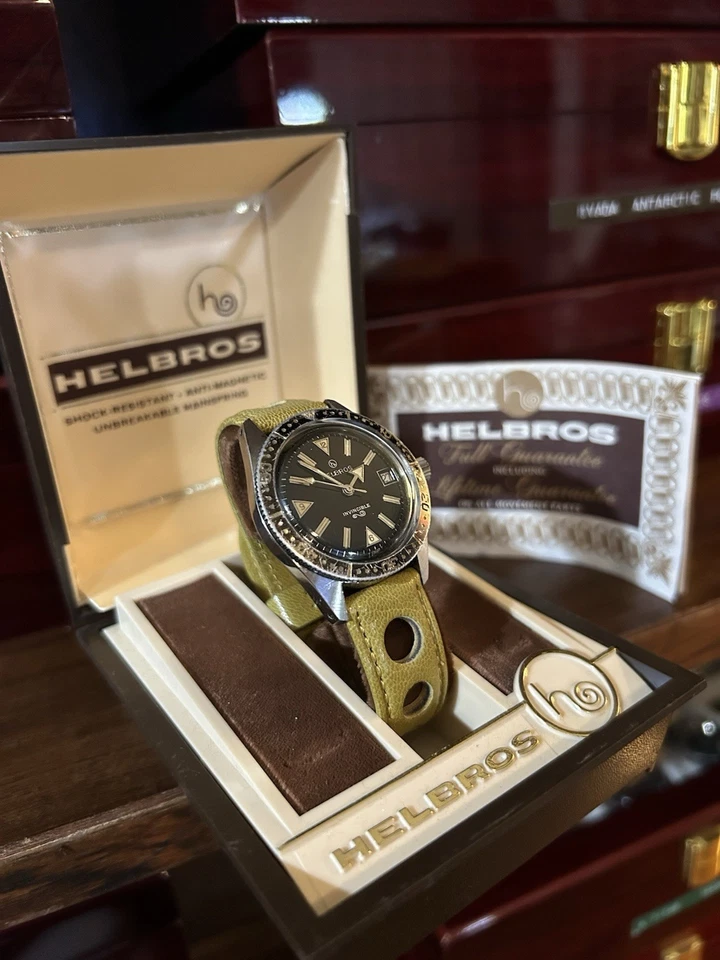 Helbros Invincible Manual Wind Wristwatch Vintage Diver Boxed Papers Rare - Image 2 of 4