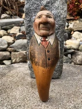 Antique Anri Italy Wood Hand Carved Painted Mechanical Man Nutcracker