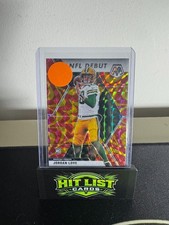 2020 Jordan Love Mosaic Red and Yellow NFL Debut Rookie Football Card Packers. rookie card picture