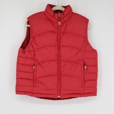 L.L.Bean Women s Reversible Red Pink Goose Down Puffer Vest L Full Zip Outdoor