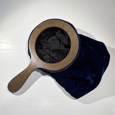 Change Bag Blue Velvet with Wooden Handle and Zipper for Magician