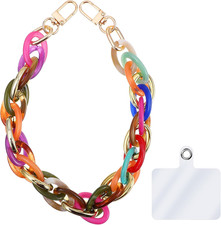 Colorful Cell Phone Chain Wrist Strap for Women - Acrylic Strap Charm Cell