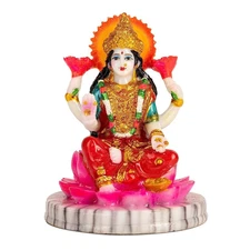 GODDESS OF WEALTH LAKSHMI LAXMI MULTICOLOR STATUE HINDU IDOL DIWALI POOJA