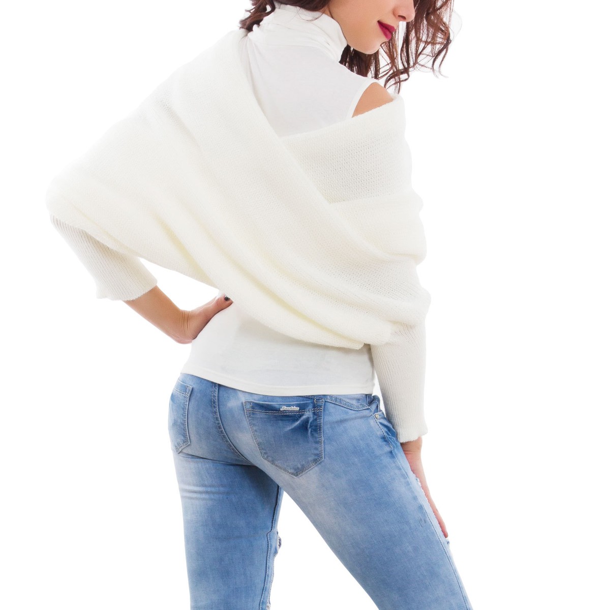 Sciarpa Con Maniche Donna - Lavorata A Maglia, 260x37 Cm | Multifunzionale Per Coprispalle E Avvolgicavo - Foto 12