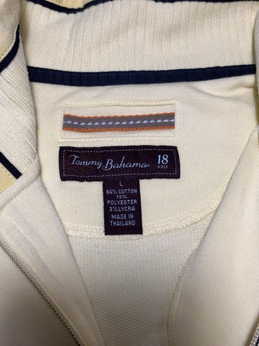 Tommy Bahama 1/4 Zip Pullover Sweater Embroidered Logo Light Yellow Men’s Large - Picture 6 of 6
