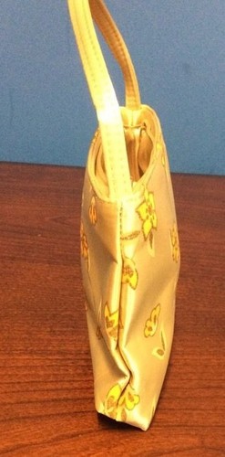 Gold Avon Purse With Orange & Yellow Flowers Shimmer 8" X 7 3/4" x 5" deep - Picture 6 of 12