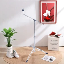 Double Boom Cymbal Stand - Adjustable, Non-Slip Rubber Feet & Heavy Duty Steel