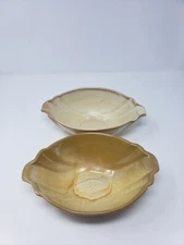 Lot of 2 Frankoma #201 Desert Sand  Flared Fluted Ribbed flower pot planter  VTG