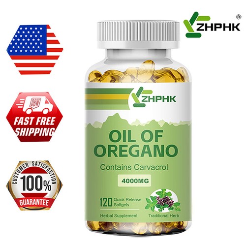 Oregano Oil Capsules 4000 mg Contains Carvacrol Herbal Supplement Immune Support