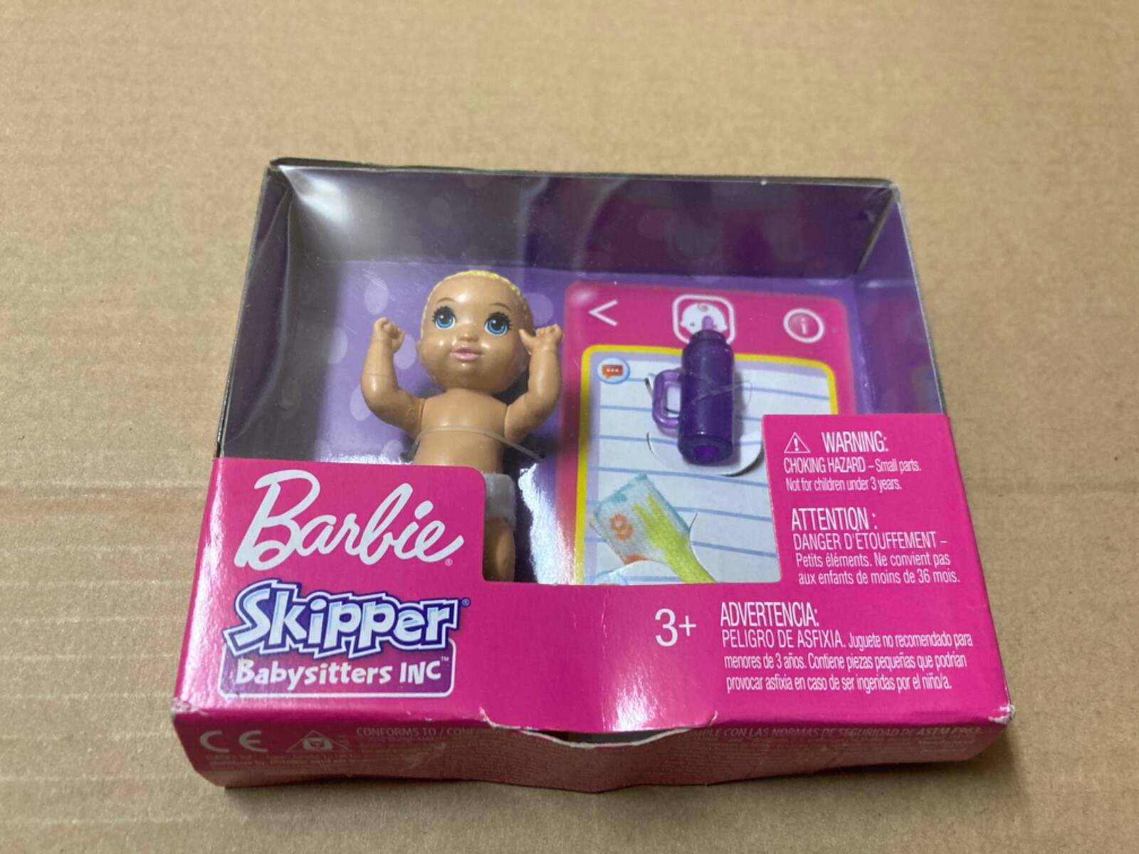 Barbie doll sister Skipper Babysitters Inc baby with bottle 
