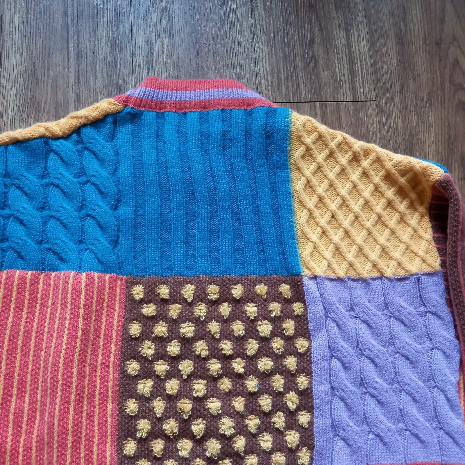 CIDER MULTI COLOURED PATCHWORK KNITTED JUMPER SIZE L eBay