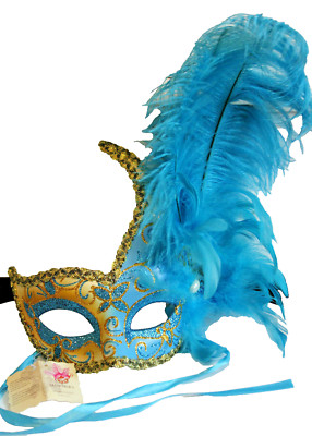 Neu MASCHERA Federn-Augenmaske handgefertigt Italien Venedig - Fasching Karneval