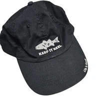 Life is Good Hat Baseball Cap Keep It Reel Embroidered Black Cotton Fishing