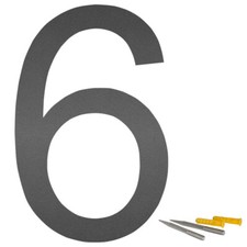 Numéro de Maison en Acier Inoxydable "6" Police Arial Anthracite mat 20cm V2Aox