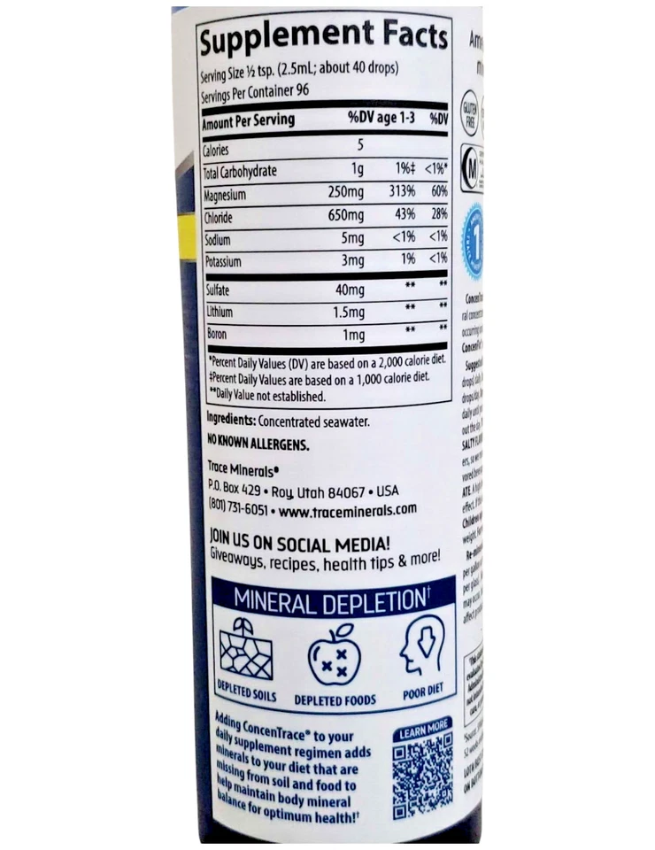 Gotas minerales Trace Mineral ConcenTrace 8 OZ Foto 3 de 4