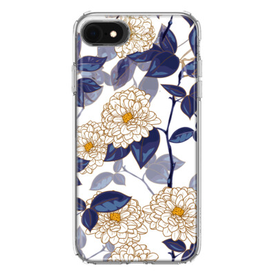 Mundaze Case for Apple iPhone 6/7/8/SE Cover Blue White Floral