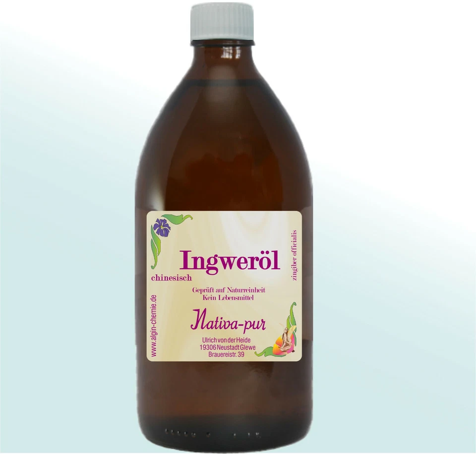 NATIVA PUR Ingweröl 500ml Glasflasche Rhizoma zingiberis 100% naturrein