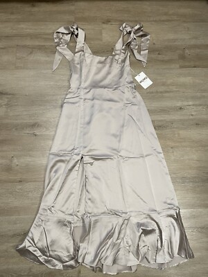 NWT SHOW ME YOUR MUMU Claire Midi Dress Women s Sz L Champagne Luxe Satin