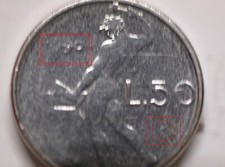 50 LIRE PICCOLE VULCANO 2°TIPO 1990 REP. ITALIANA ERRORE DI CONIO.