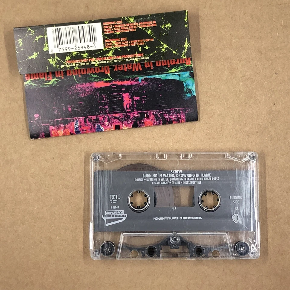 SKREW Cassette Tape 90s Metal Industrial BURNING IN WATER SYMPATHY FOR THE DEVIL Foto 2 de 4
