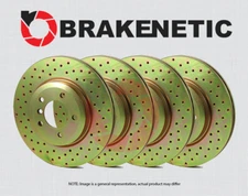 FRONT+REAR BRAKENETIC Sport Cross Drilled Brake Disc Rotors BSR77204
