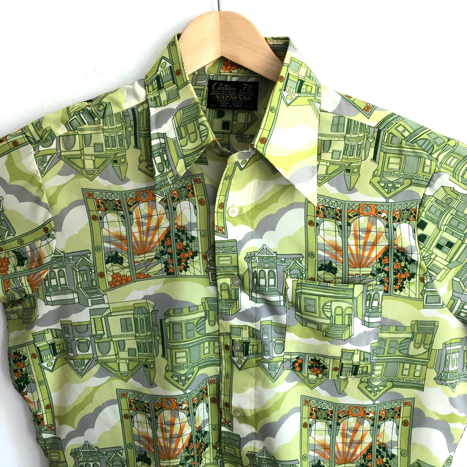 FILA Camicia vintage anni 70 NAZIONALE bottoni davanti San Francisco vittoriana casa a schiera tg 16 16 5