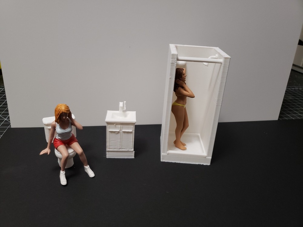 1:18th  Bath room Sink ,Toilet and Shower  For Work Shop Diorama Accessories