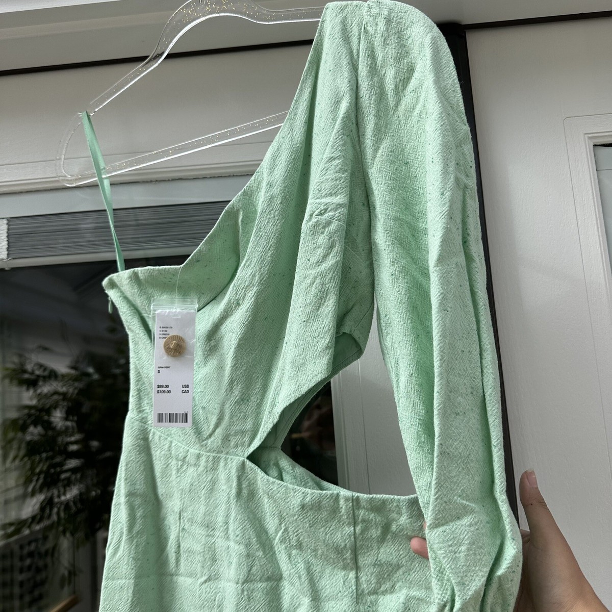 NWT URBAN OUTFITTERS MINT GREEN ONE SHOULDER CUT OUT MIDI Dress size small  | eBay
